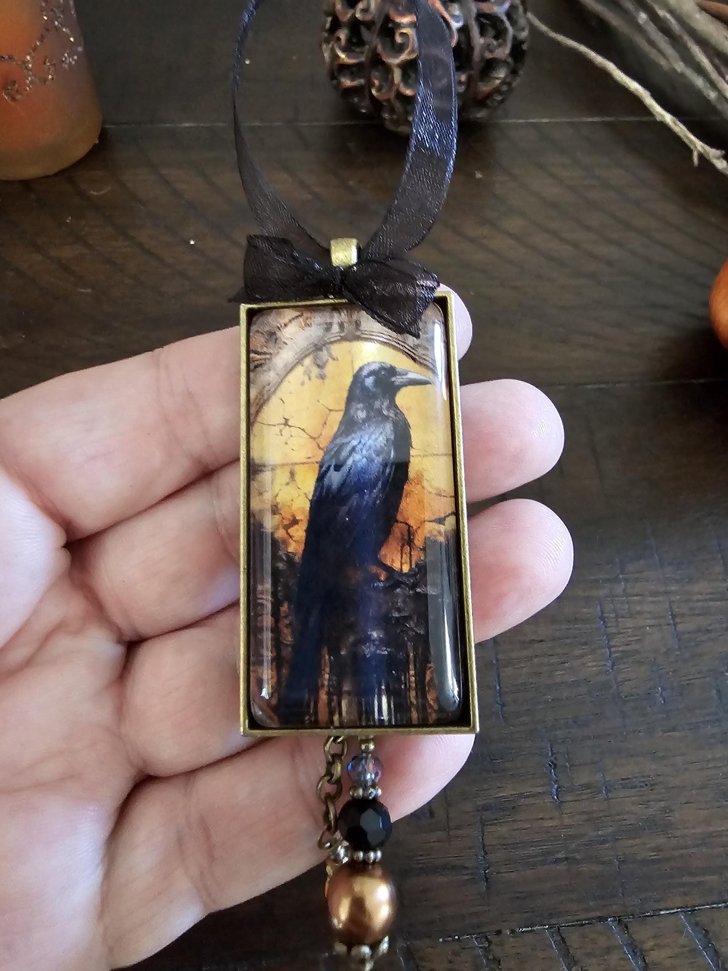 Raven Halloween Ornament, Horror Themed Decor