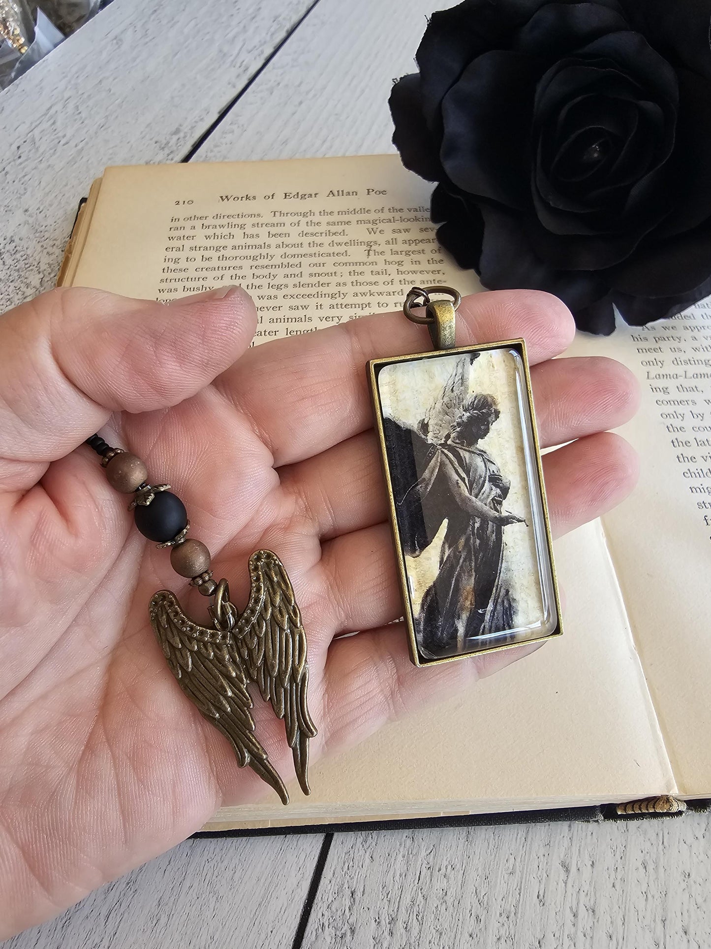 Archangel Bookmark, Concrete Angel, Gothic Grave Marker Bookmark, Reader Gift