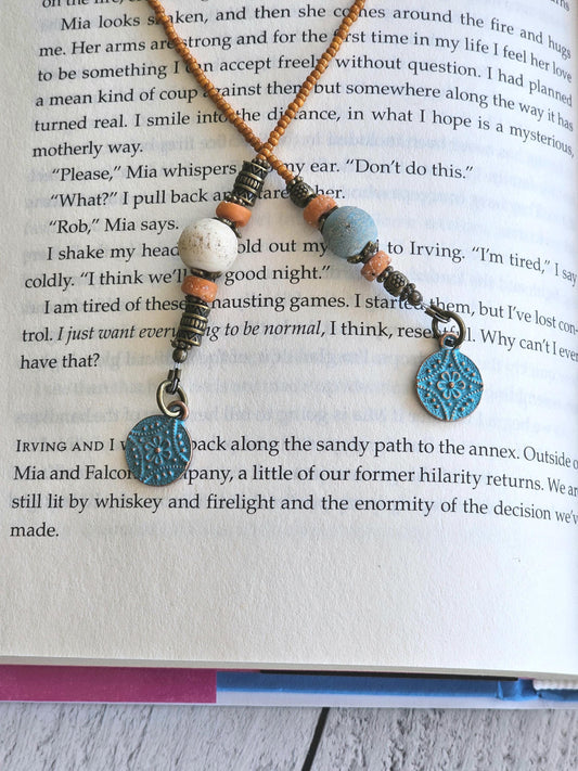 Organic Glass Bead Boho Style Bookmark, Beads Made in Java, Indonesia