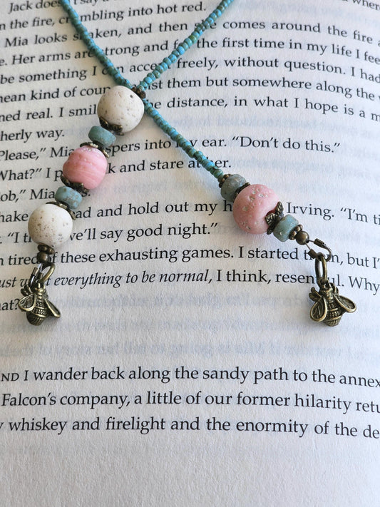 Organic Beaded Boho Style Bookmark With Bee Charms