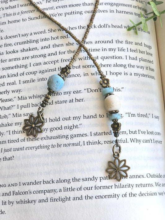 Flower Bookmark With Organic Indonesian Beads