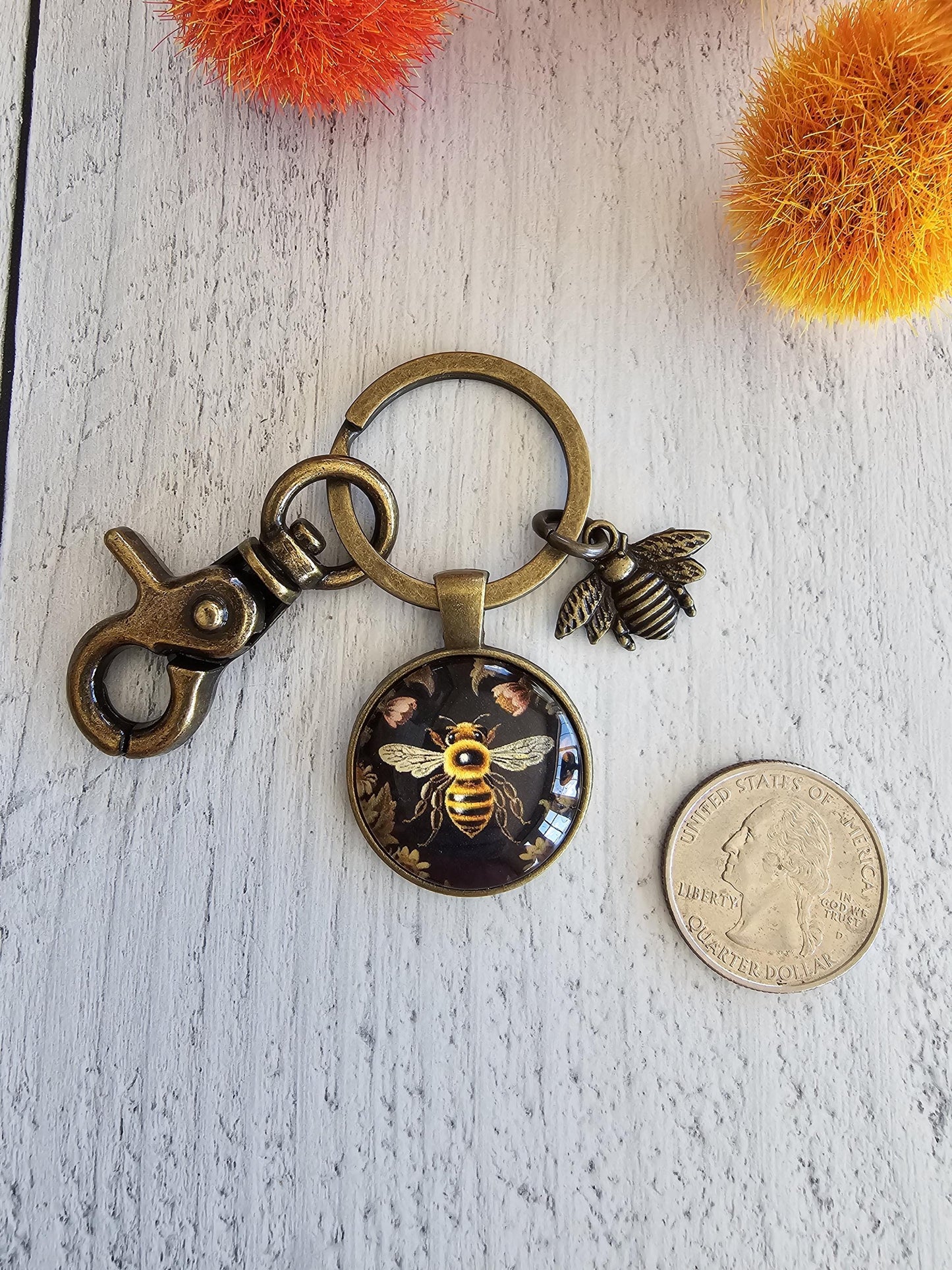 Bee Theme Keychain, Pollinator Key Ring, Bag Charm