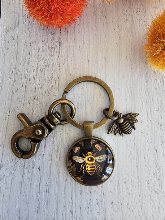 Bee Theme Keychain, Pollinator Key Ring, Bag Charm