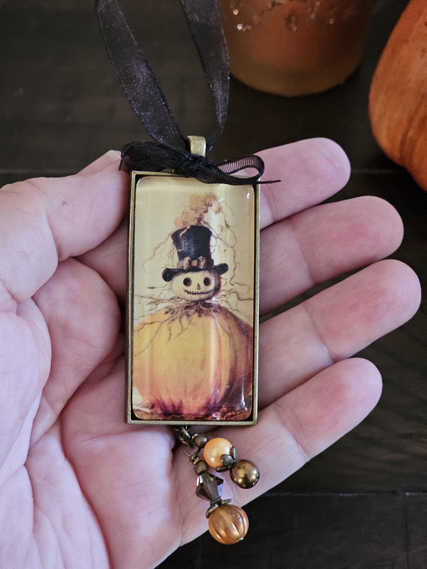 Whimsical Pumpkin Ornament, Halloween Decor