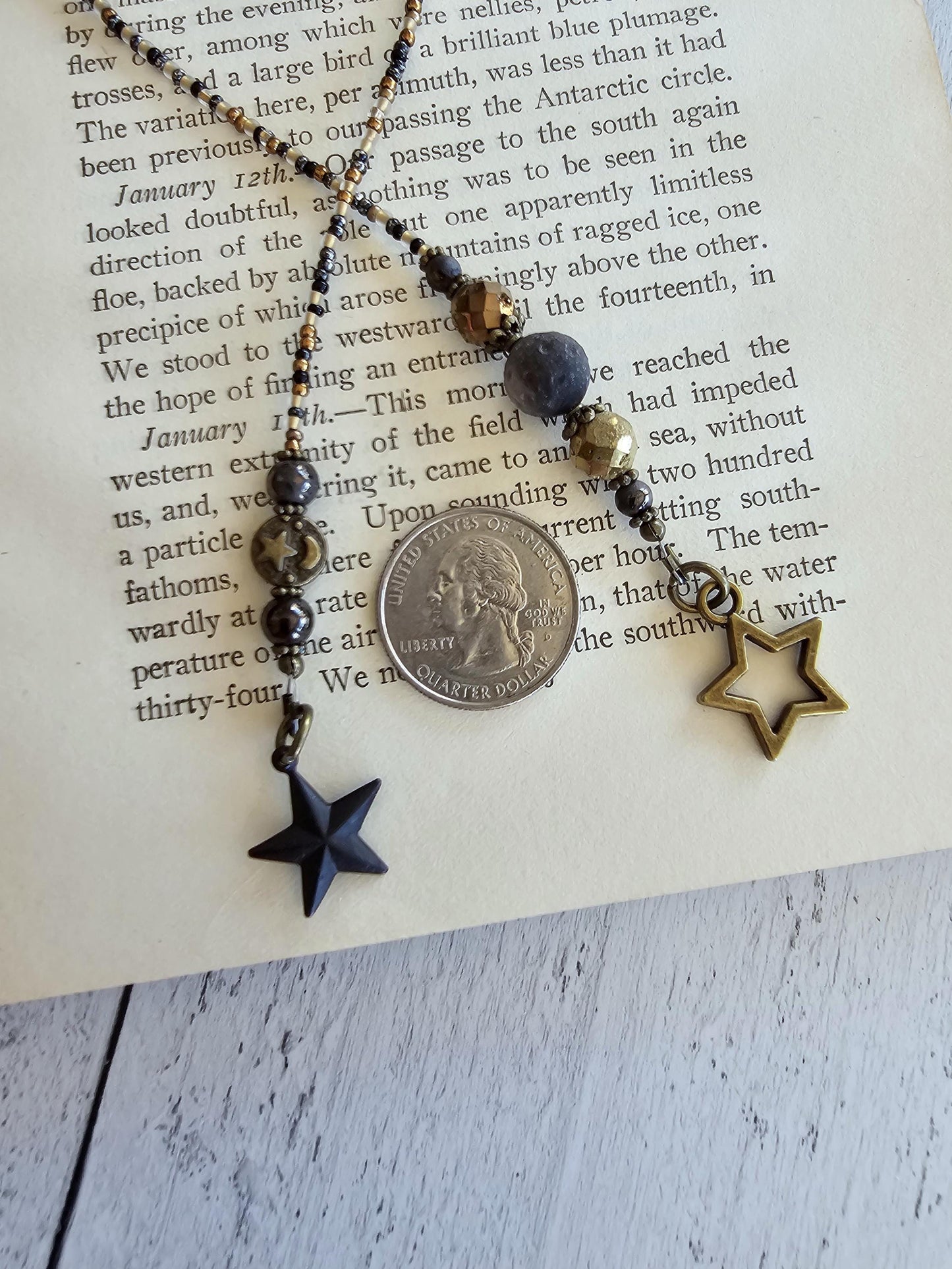 Moon, Asteroid Beaded Bookmark, Space Themed Book Thong