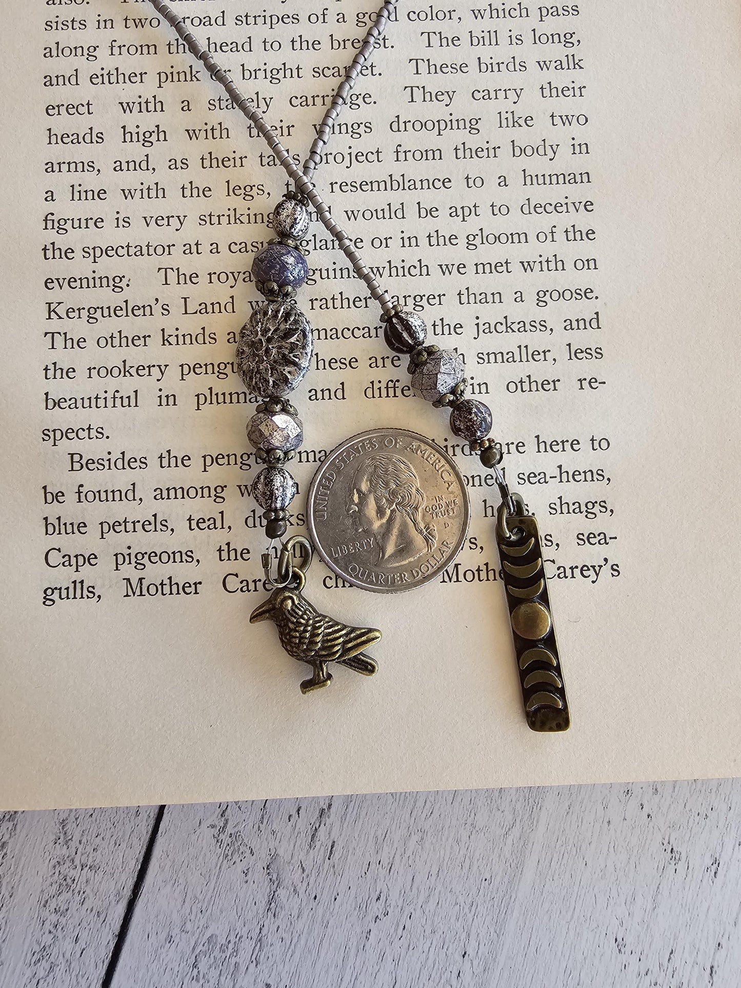 Raven Bookmark, Crow Reader Gift, Beaded Book Thong