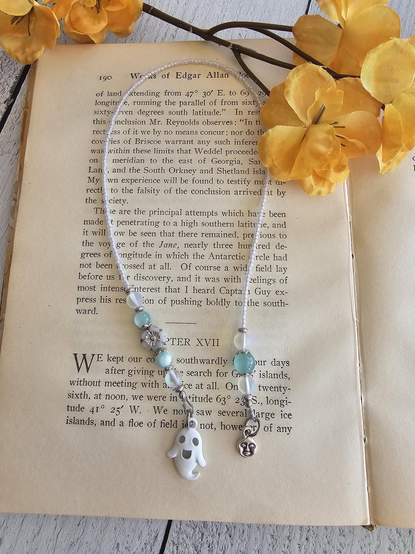 Ghost Moonstone Bookmark, Halloween Themed Reader Gift