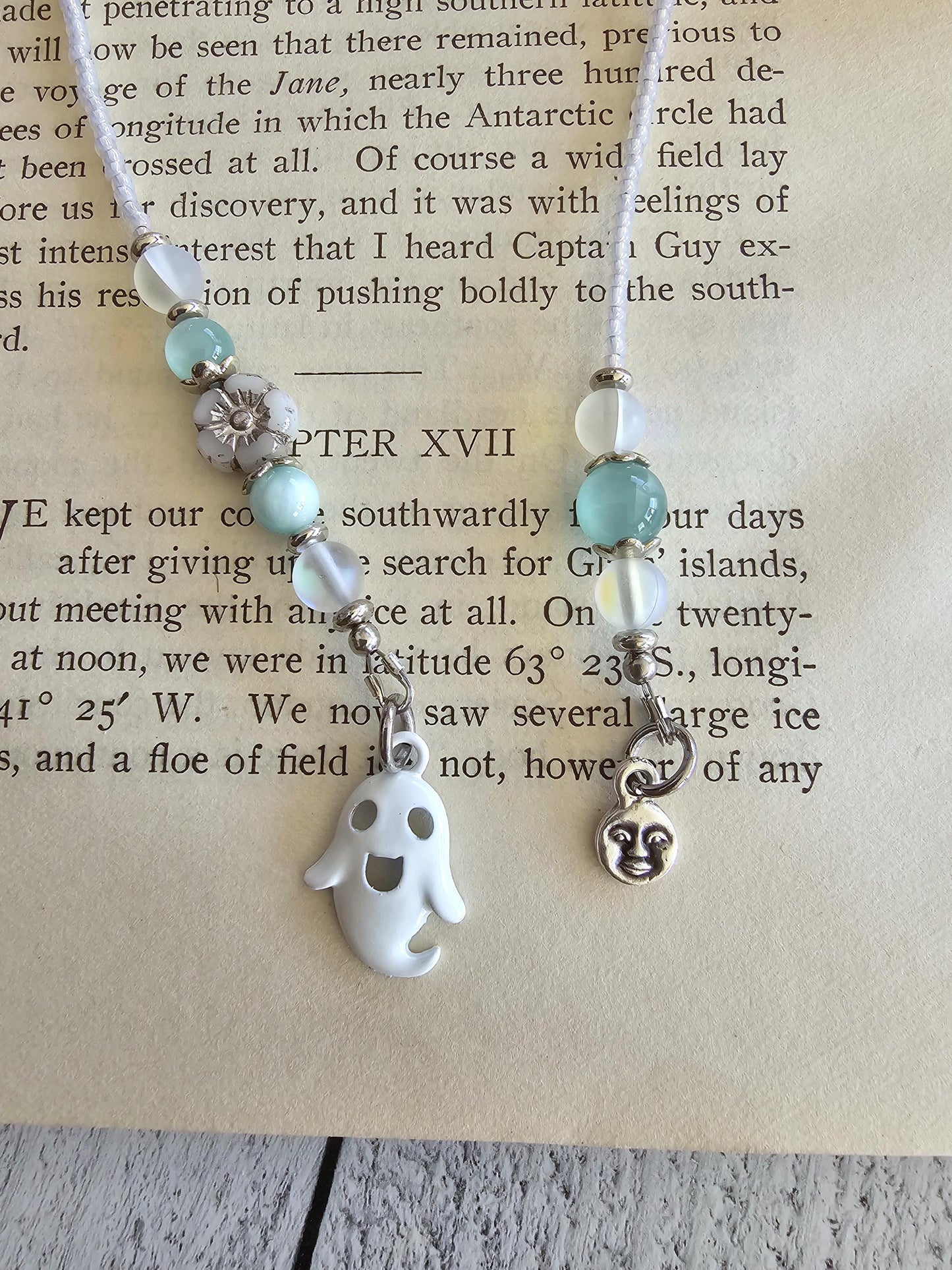 Ghost Moonstone Bookmark, Halloween Themed Reader Gift