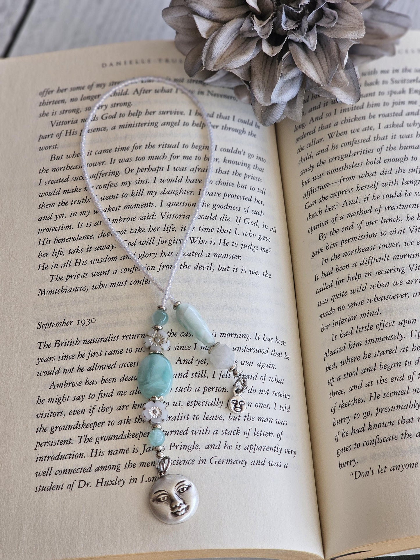 Moon and Moonstone Bookmark, Unique Reader Gift