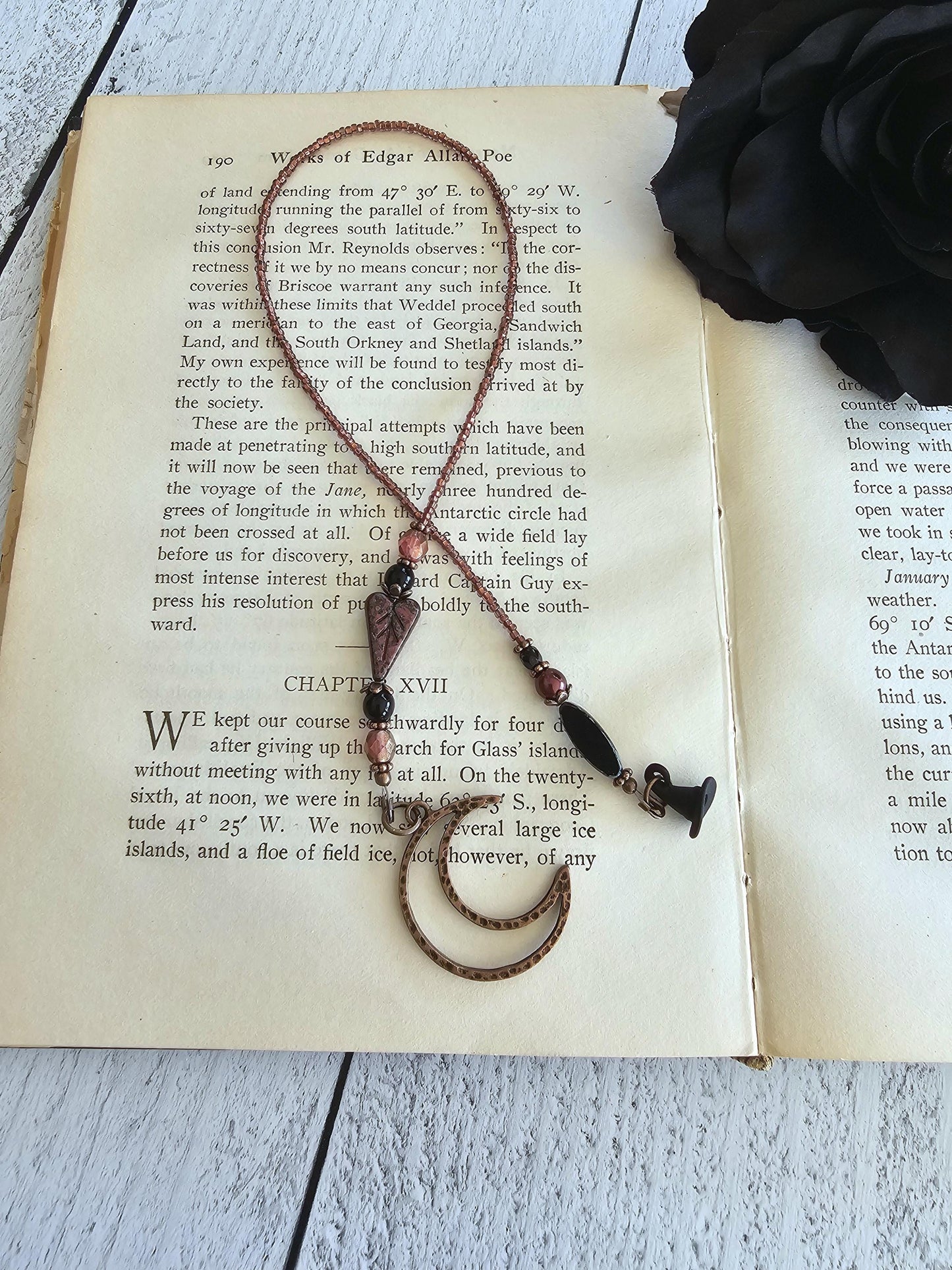 Black Witch Hat Bookmark, Copper Moon Reader Gift, Witchy Moon Book Thong