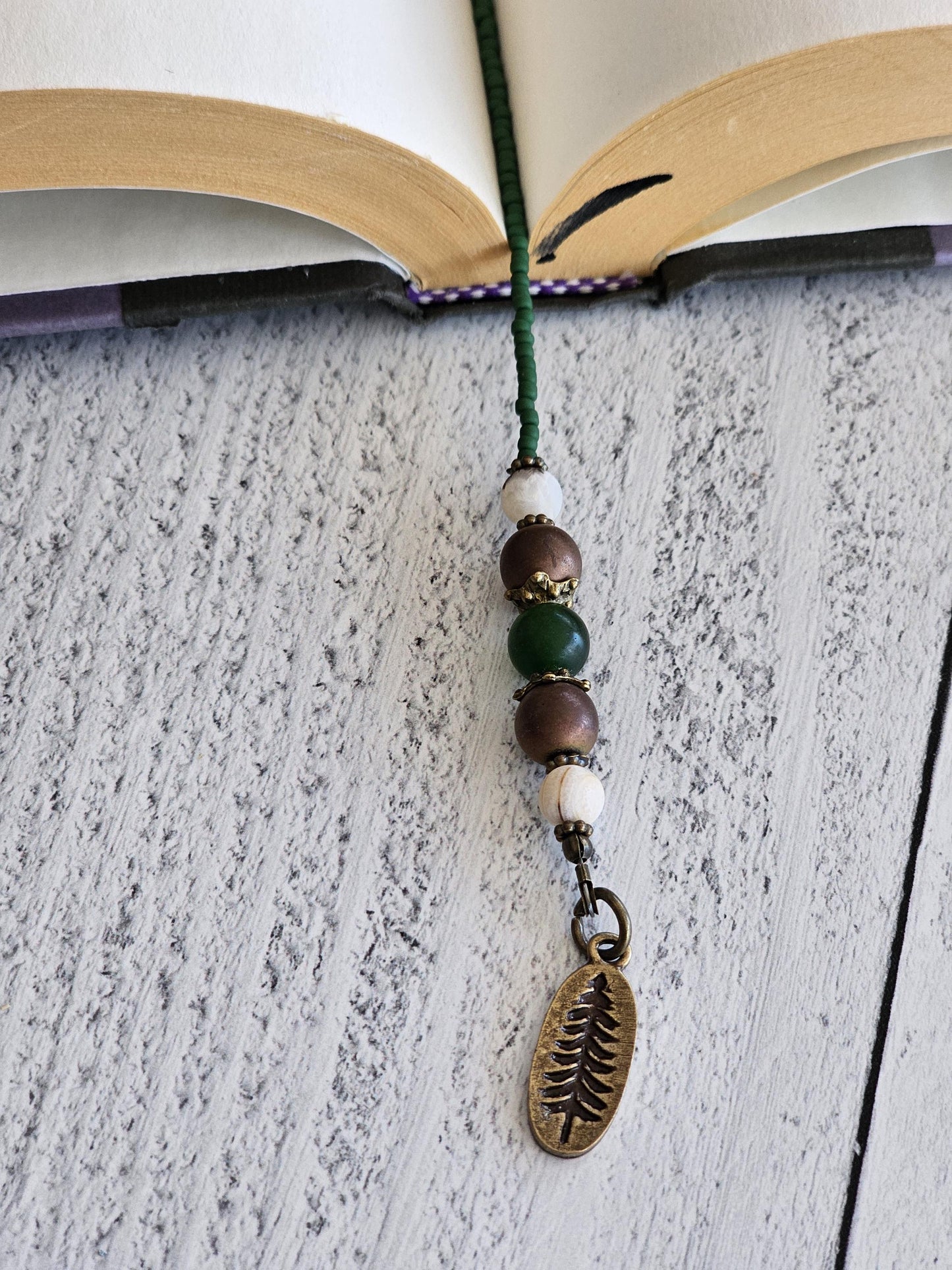 Woodsy Themed Bookmark, Natural Gemstone Reader Gift