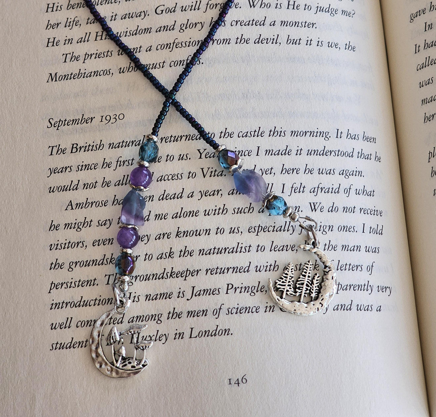 Matte Fluorite Beaded Bookmark, Unique Gemstone Reader Gift