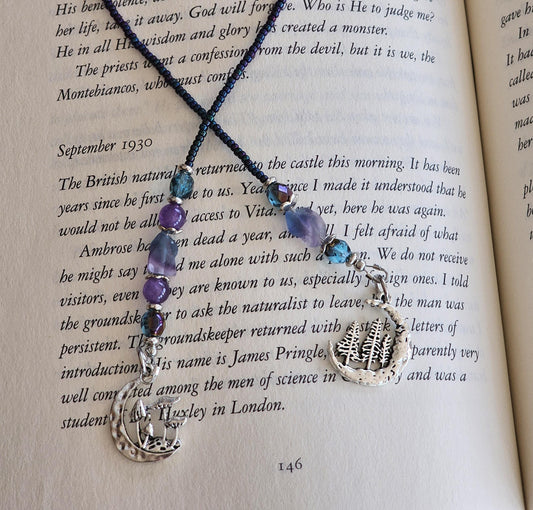 Matte Fluorite Beaded Bookmark, Unique Gemstone Reader Gift