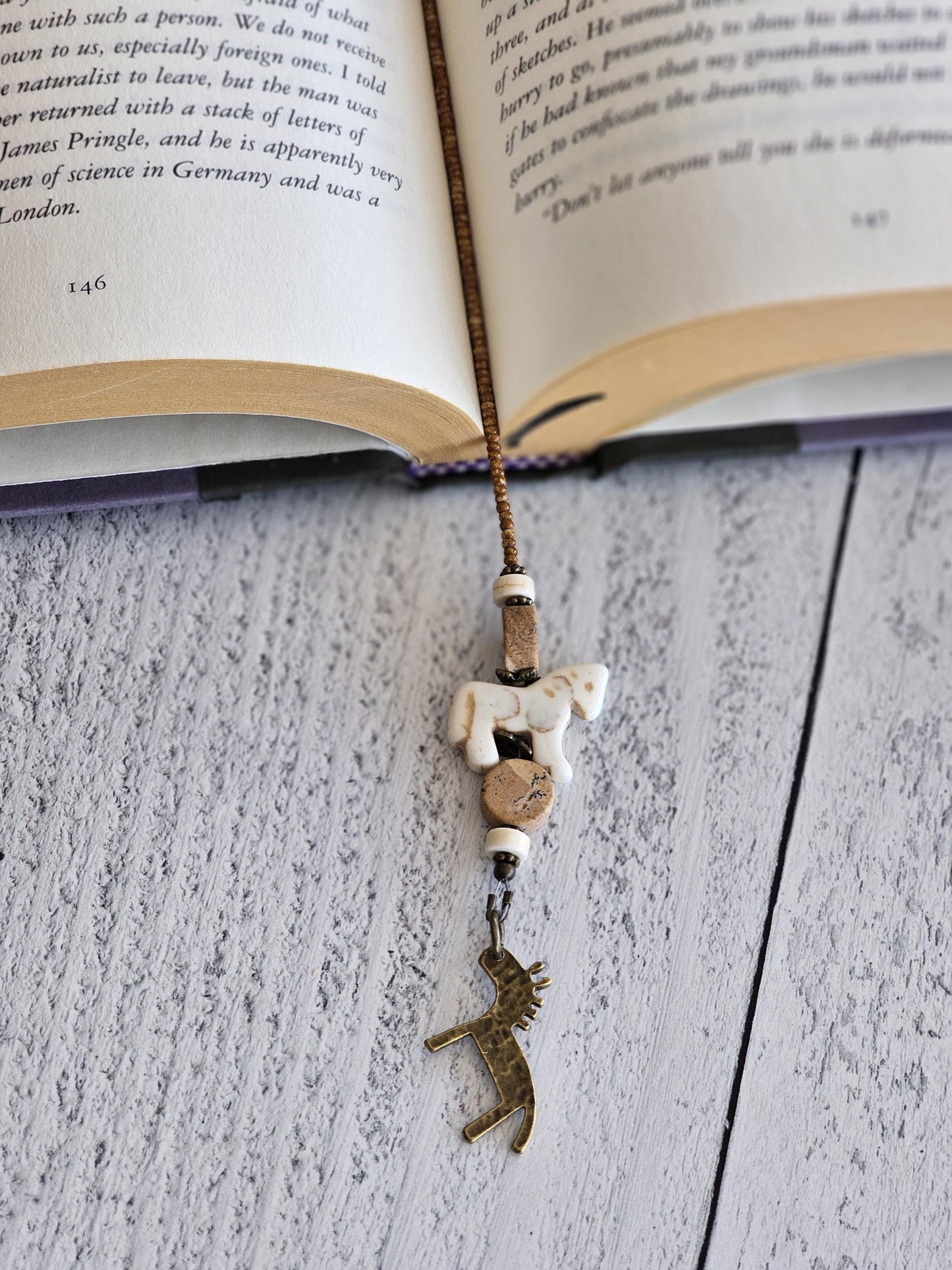 Magnesite Horse Bookmark, Western Gemstone Book Lover Gift