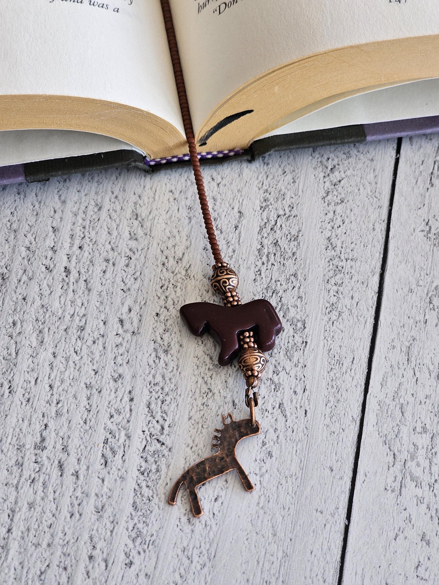 Obsidian Horse Bookmark, Western Gemstone Book Lover Gift