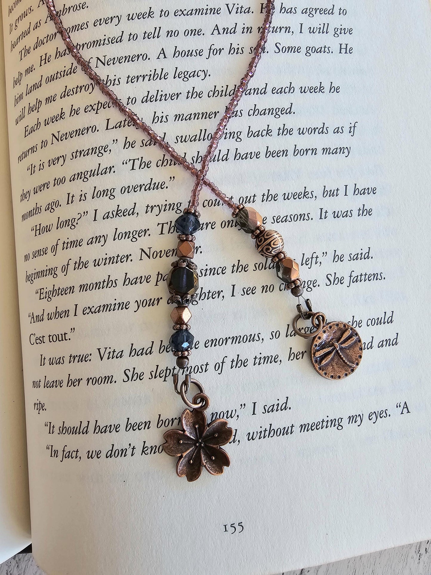 Dragonfly Beaded Bookmark, Whimsical Reader Gift