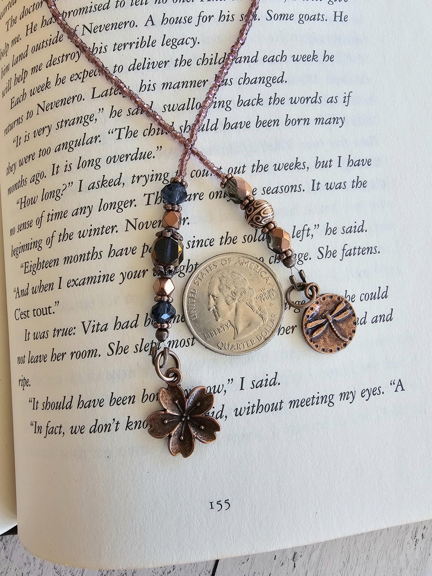 Dragonfly Beaded Bookmark, Whimsical Reader Gift