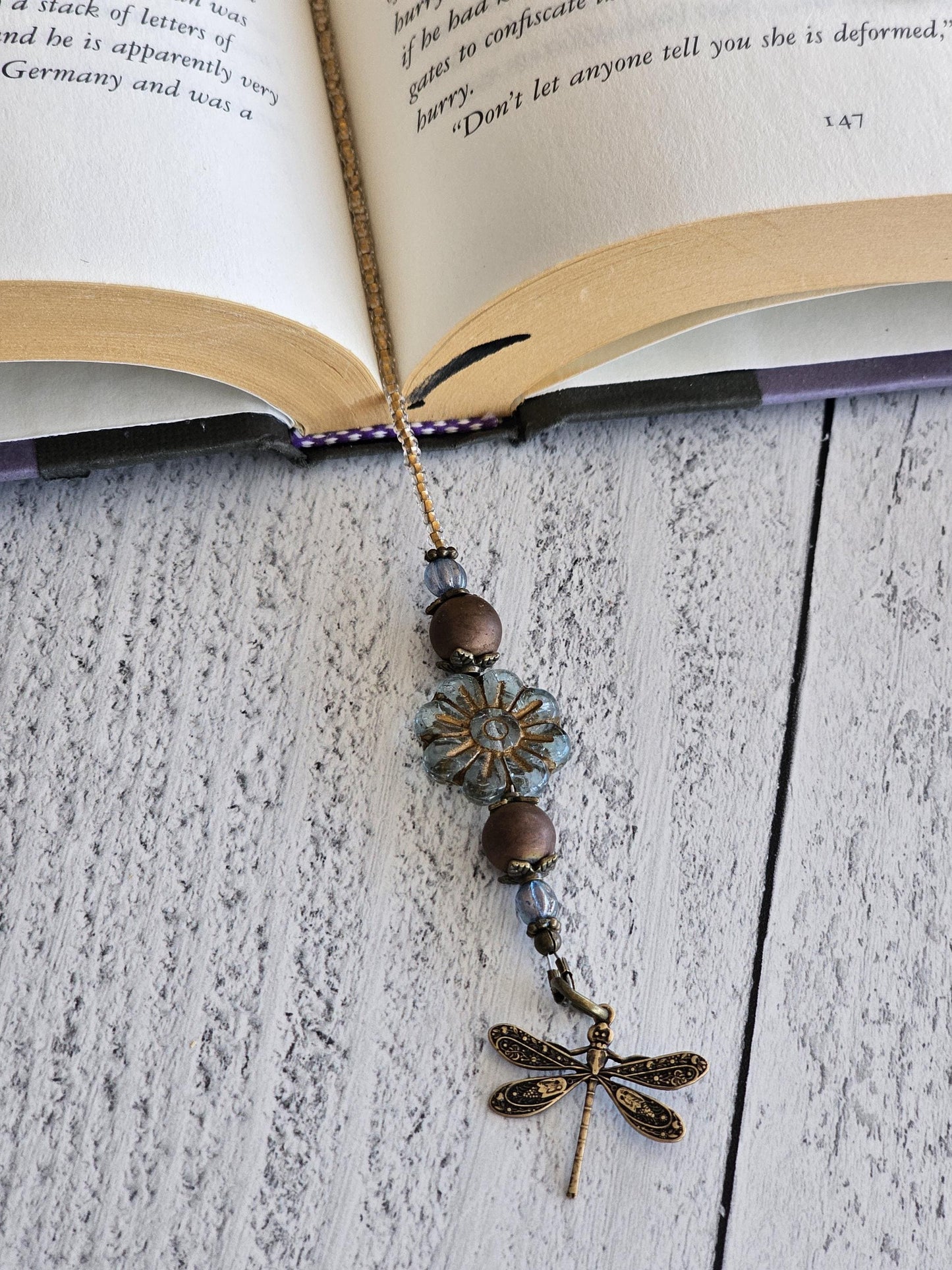 Moon Flower Beaded Bookmark, Nature Themed Reader Gift