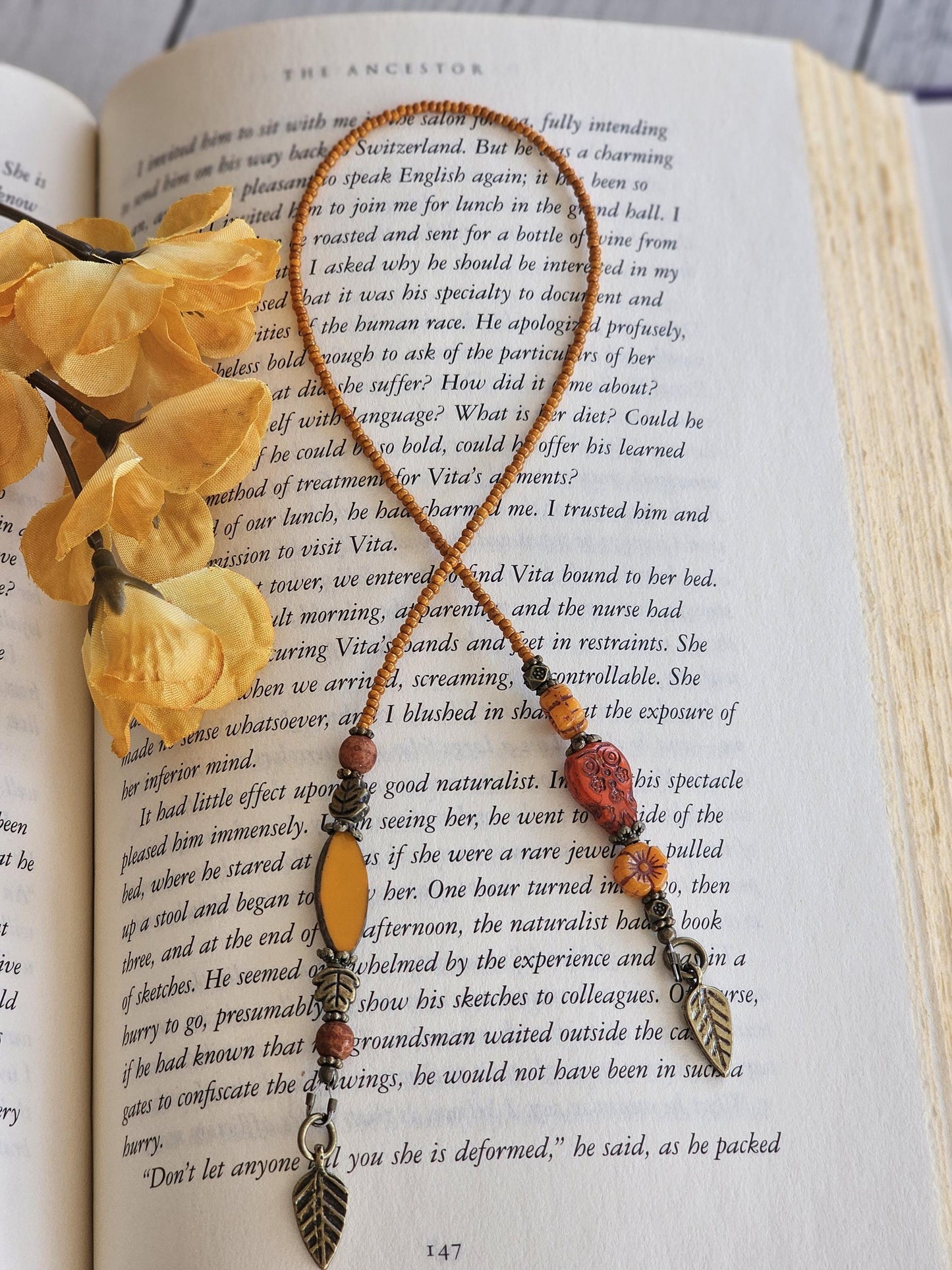 Boho Owl Beaded Bookmark, Autumn Themed Reader Gift