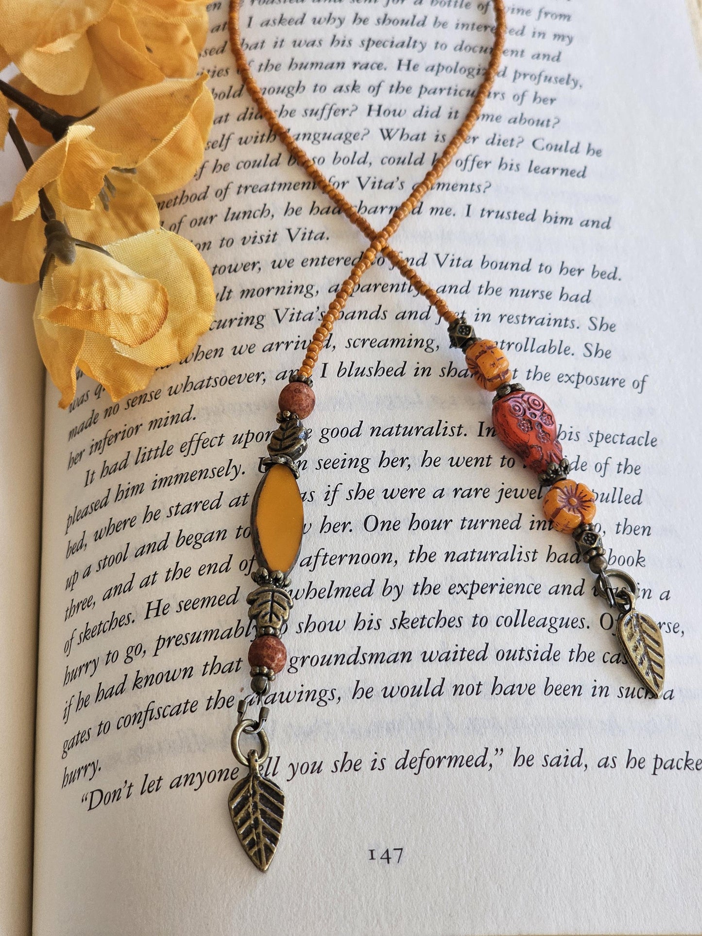 Boho Owl Beaded Bookmark, Autumn Themed Reader Gift