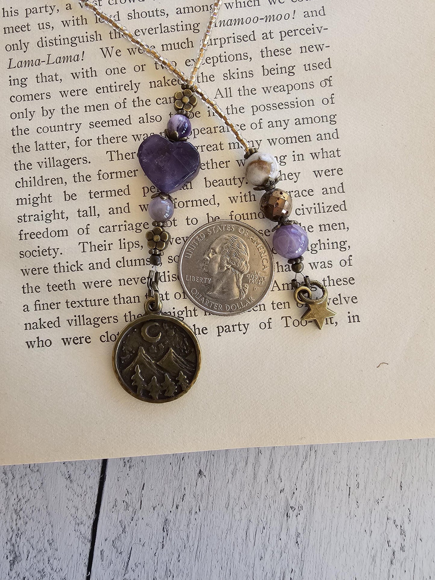 Amethyst Heart Bookmark, Gemstone Gift