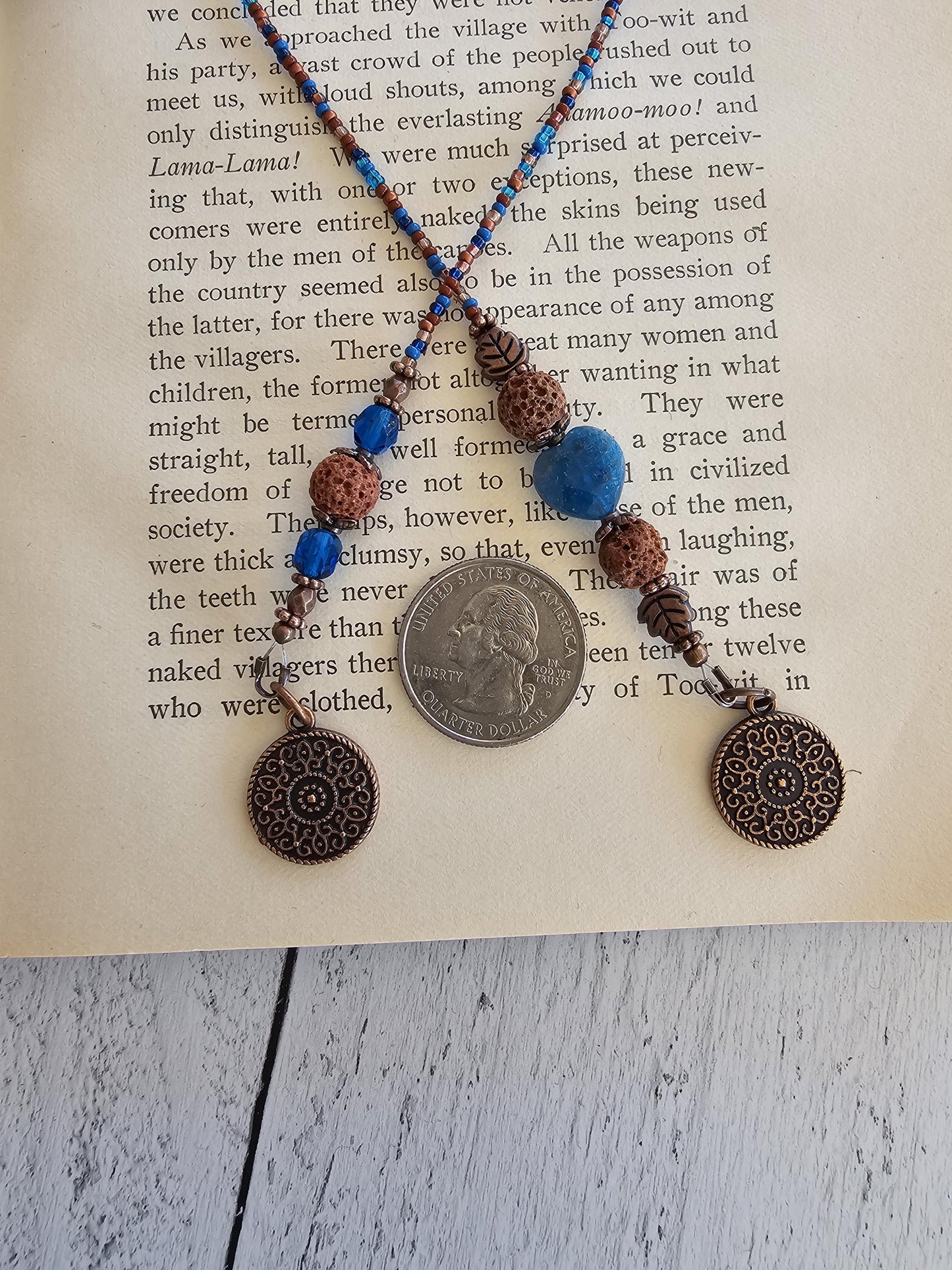 Apatite Heart Bookmark, Gemstone Gift