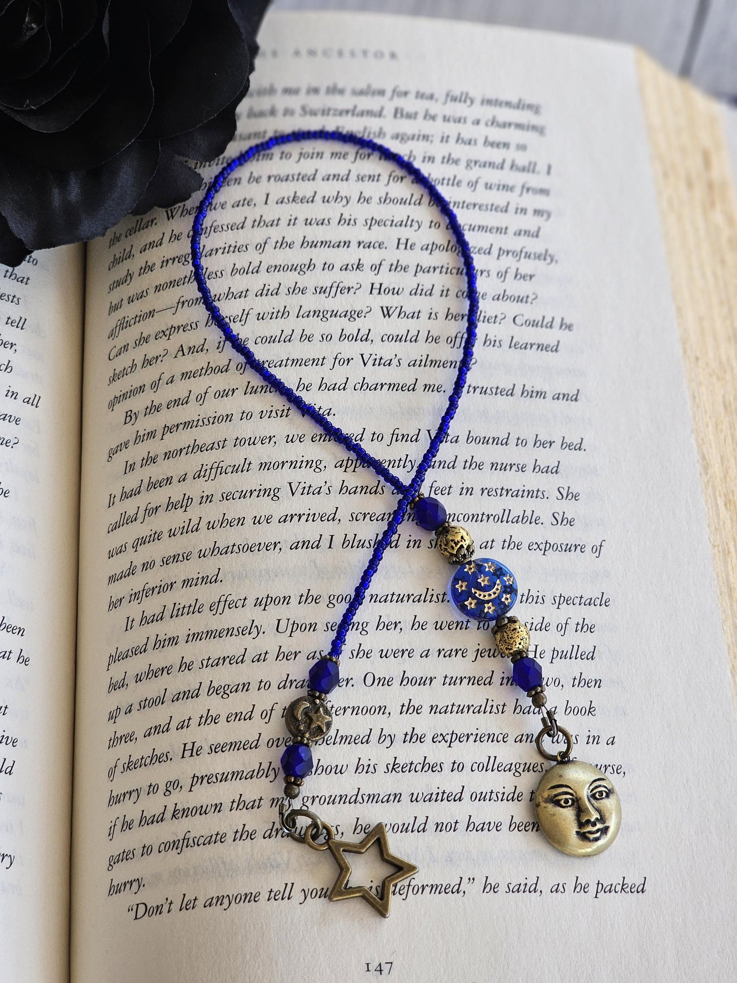 Blue Moon Beaded Bookmark Makes A Great Reader Gift Paired With Book