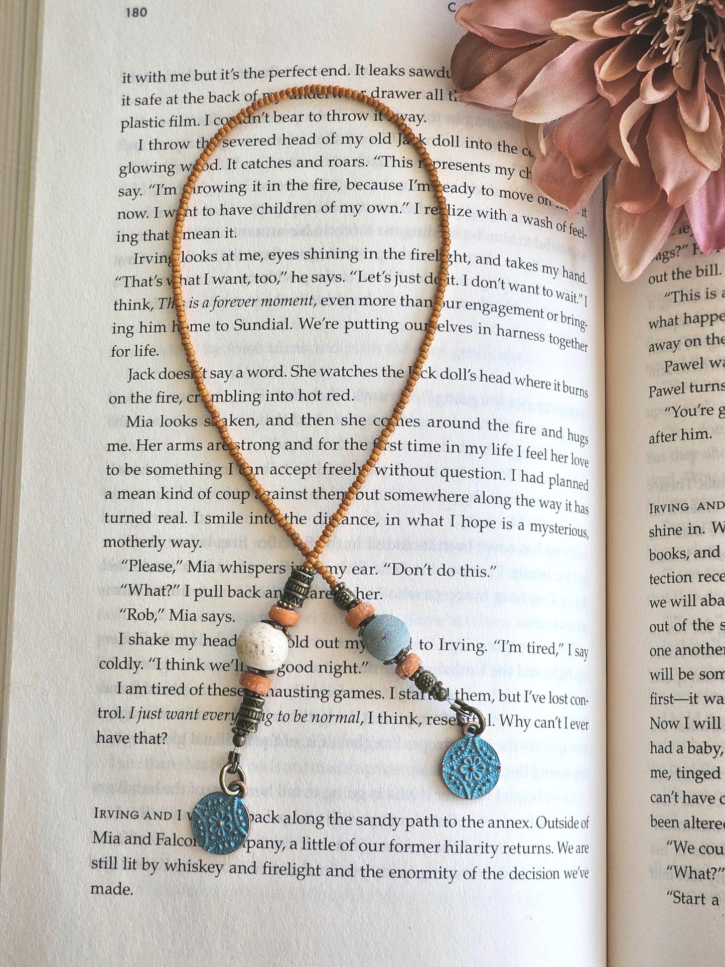 Organic Glass Bead Boho Style Bookmark, Beads Made in Java, Indonesia