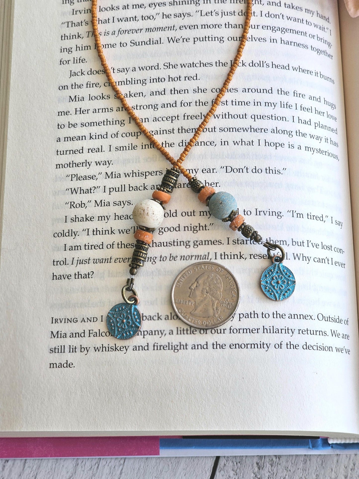 Organic Glass Bead Boho Style Bookmark, Beads Made in Java, Indonesia