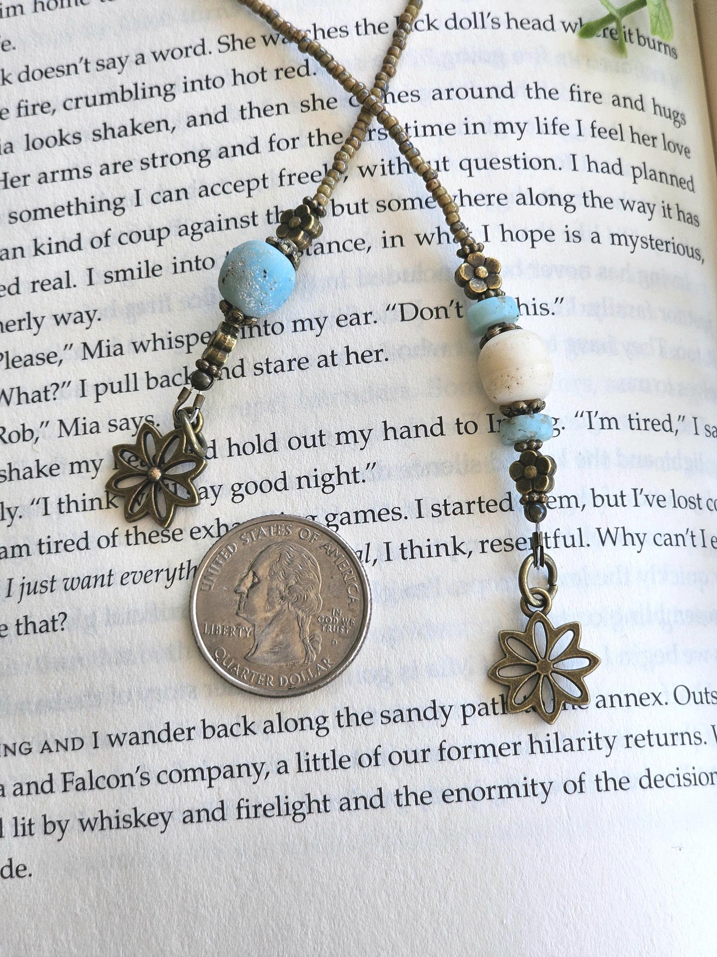 Flower Bookmark With Organic Indonesian Beads