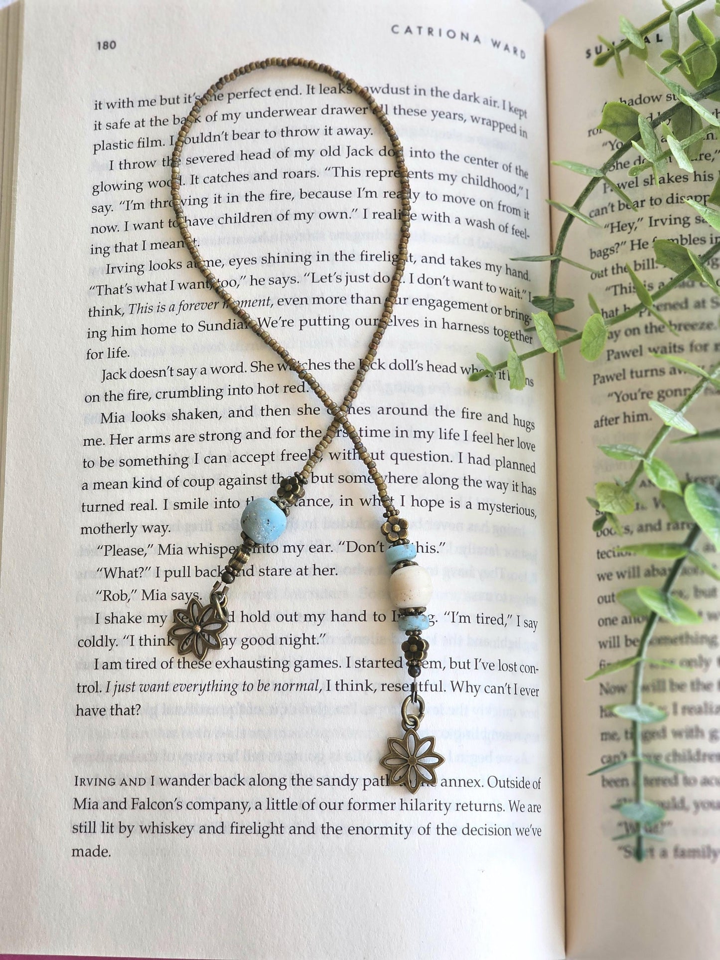 Flower Bookmark With Organic Indonesian Beads