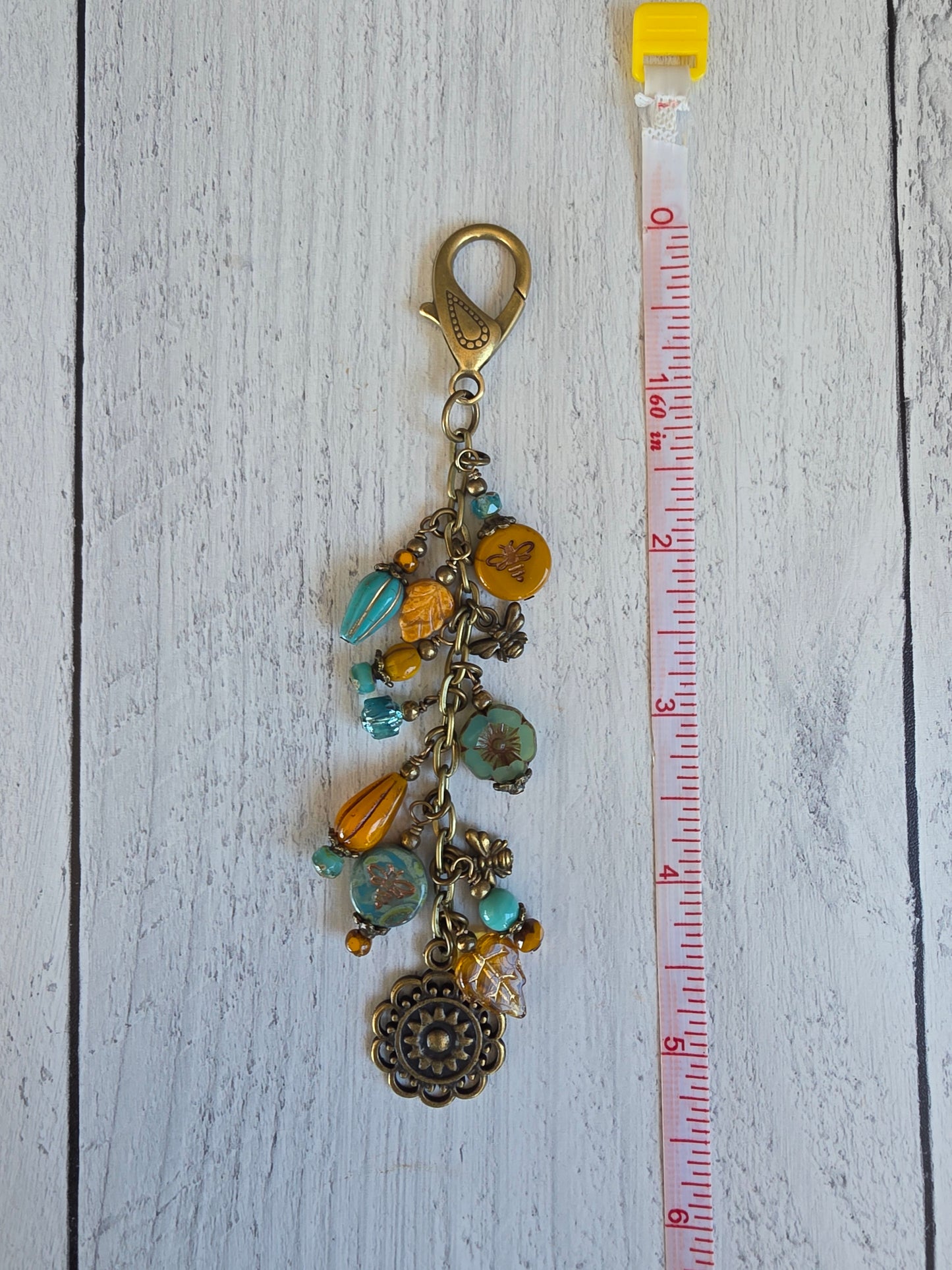 Boho Style Pollinator Bee Beaded Bag Charm Zipper Pull