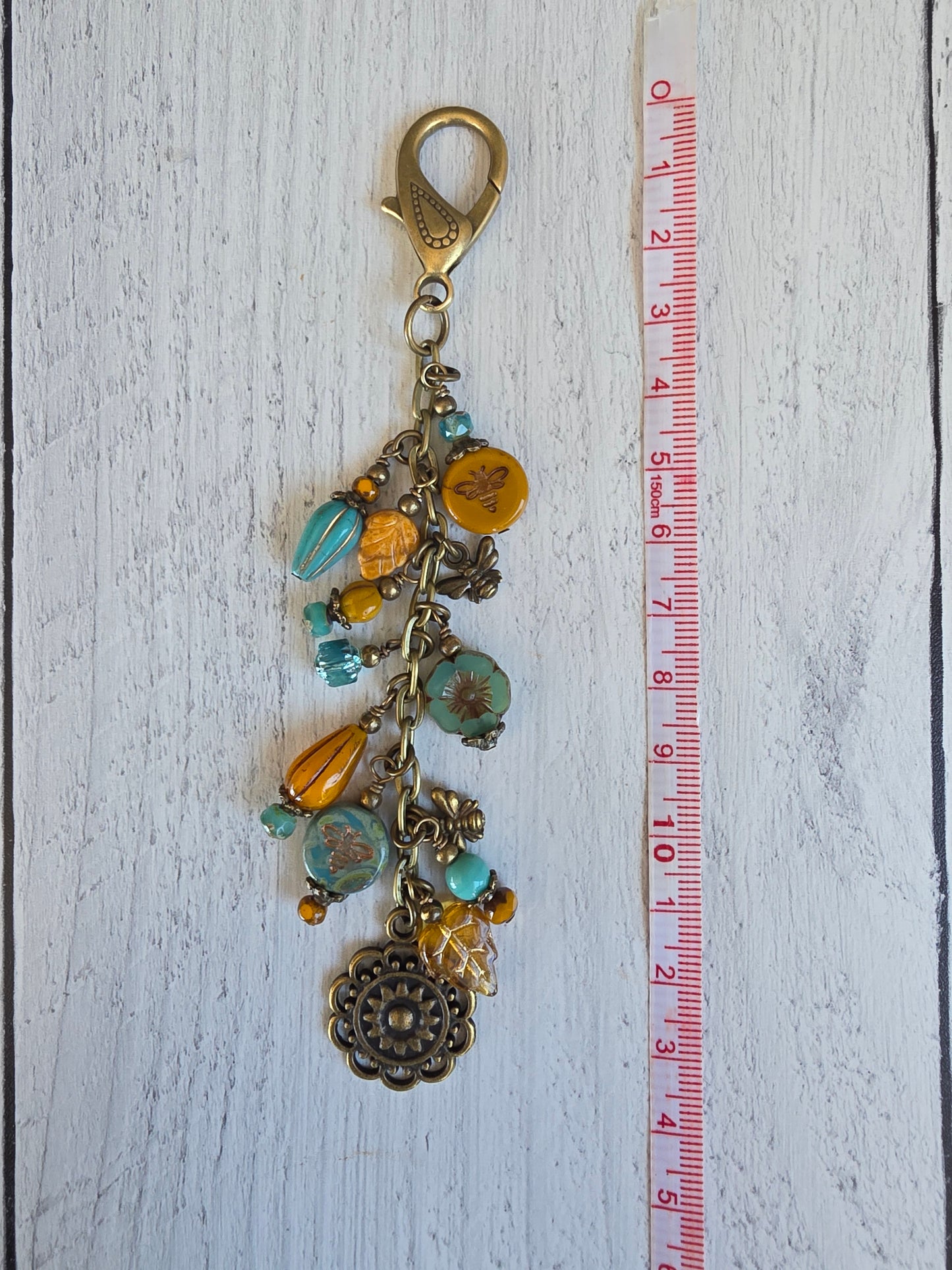 Boho Style Pollinator Bee Beaded Bag Charm Zipper Pull