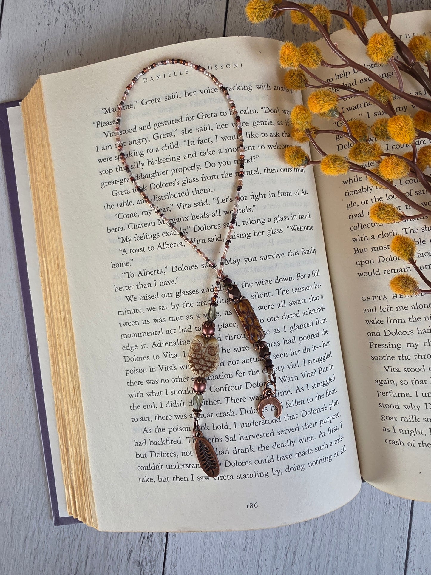 Copper Plated and Glass Owl Bookmark