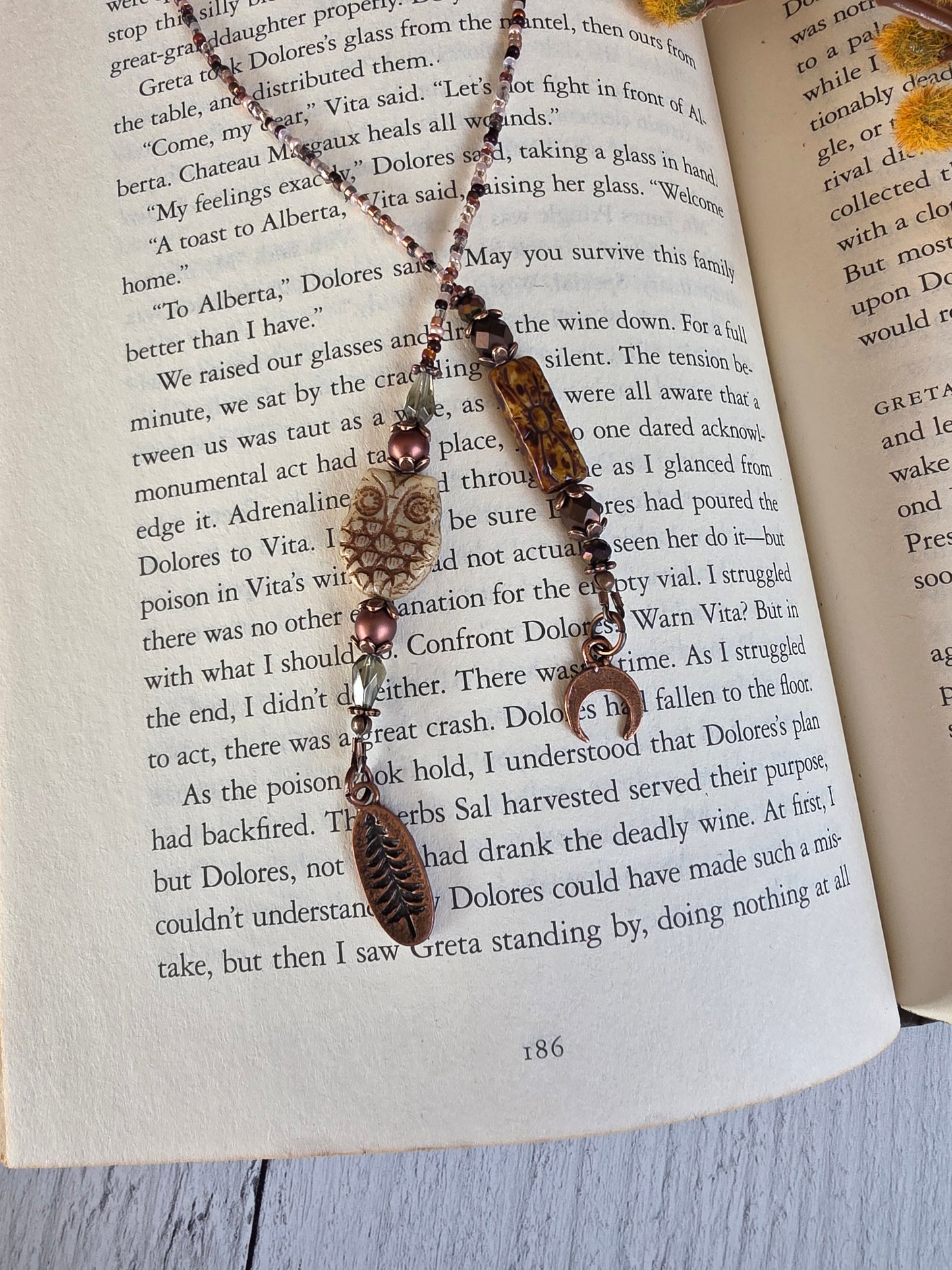 Copper Plated and Glass Owl Bookmark
