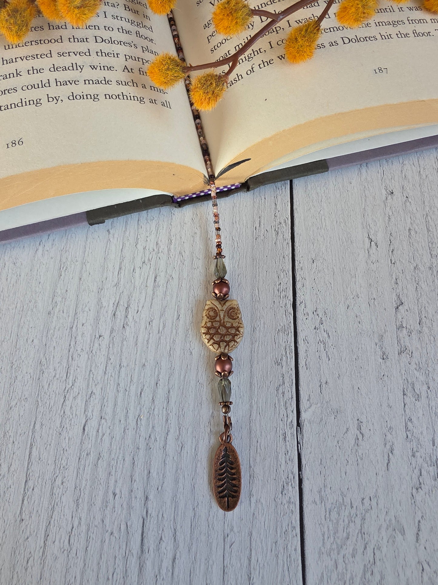 Copper Plated and Glass Owl Bookmark