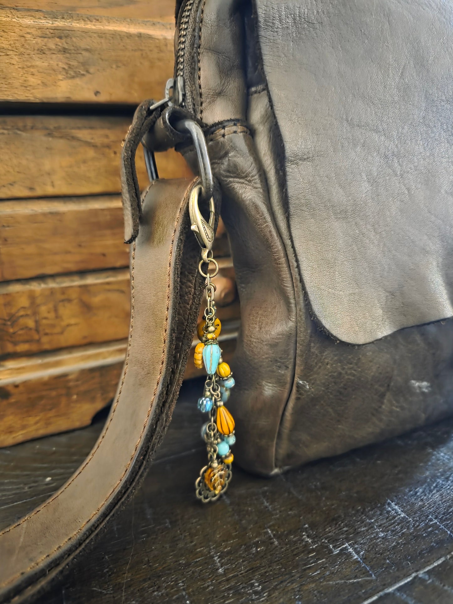 Boho Style Pollinator Bee Beaded Bag Charm Zipper Pull