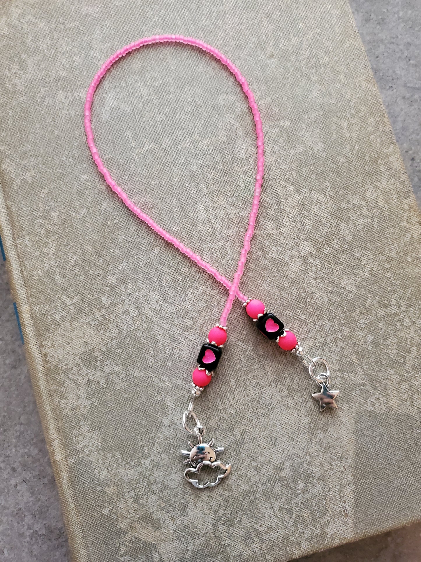 Neon and Black Funky Beaded Bookmark