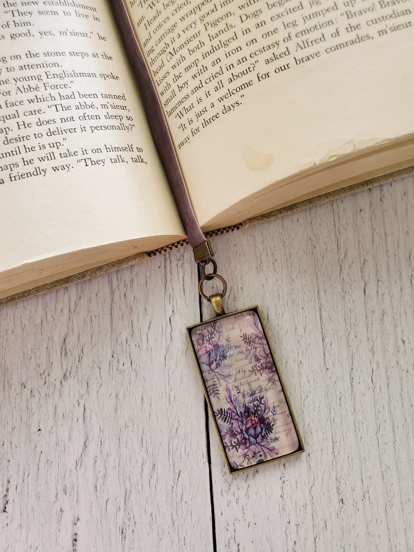 Purple Succulent Velvet Ribbon Bookmark