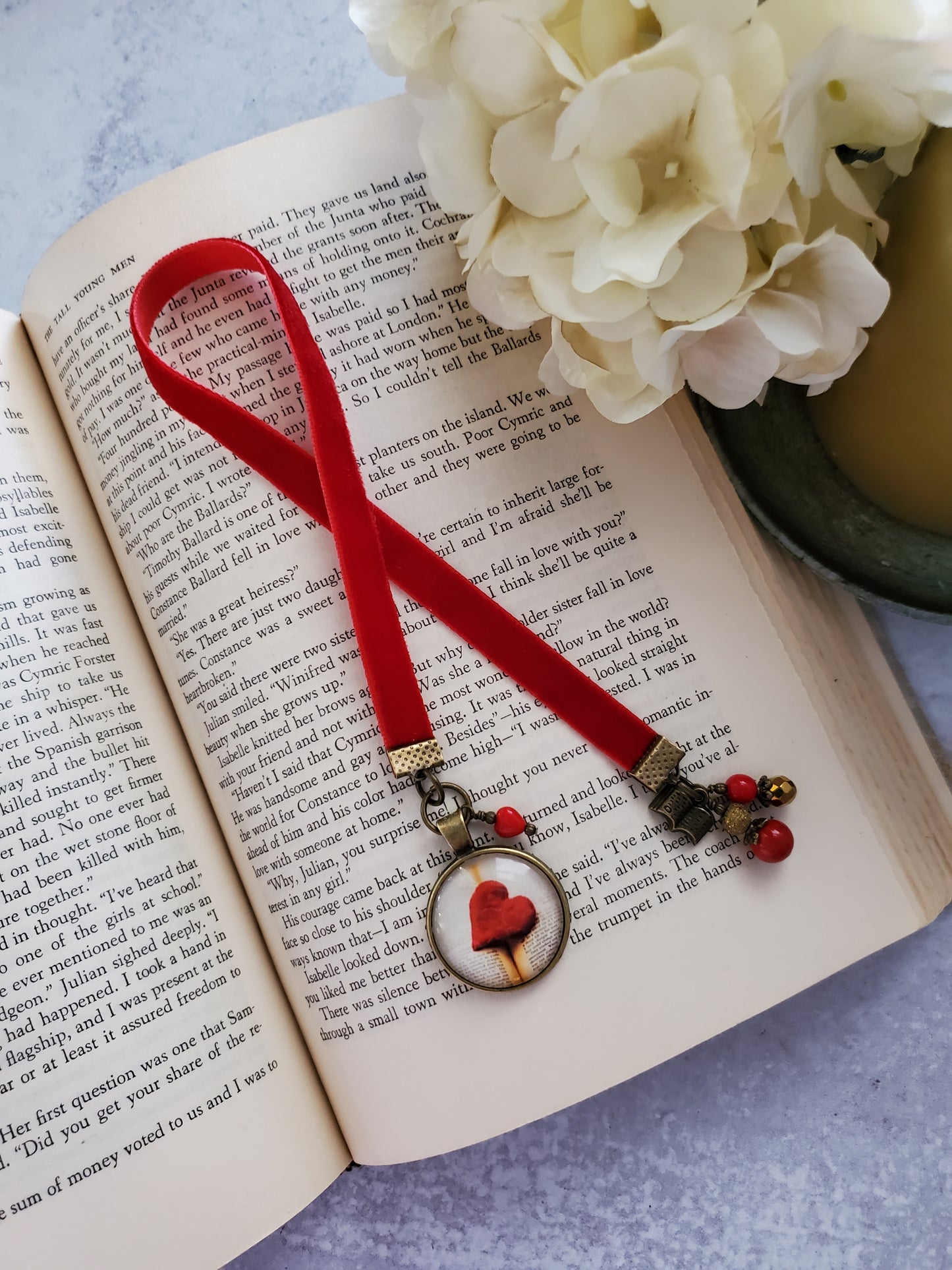 Red Heart and Velvet Bookmark