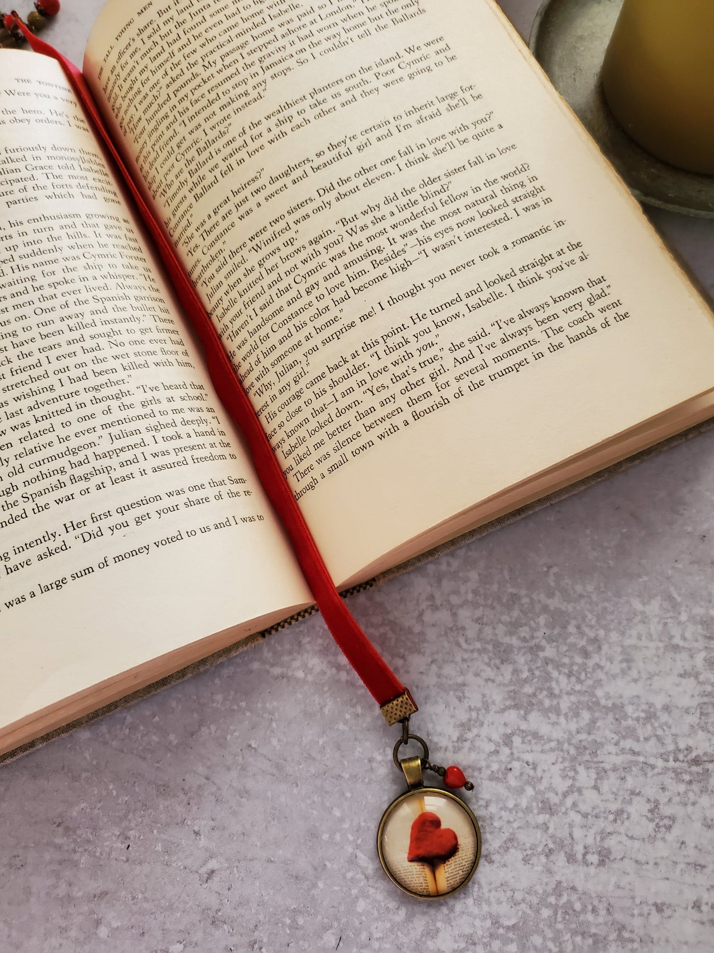 Red Heart and Velvet Bookmark