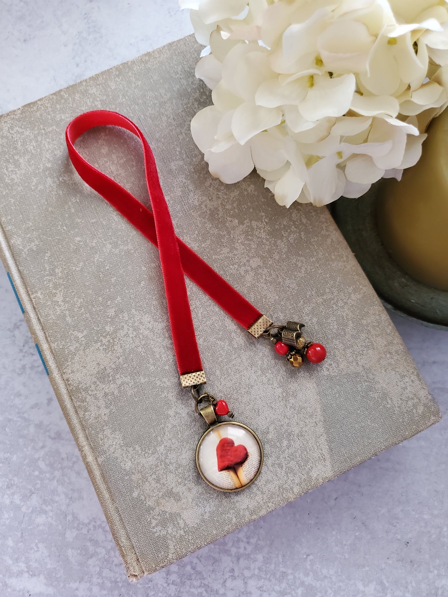 Red Heart and Velvet Bookmark