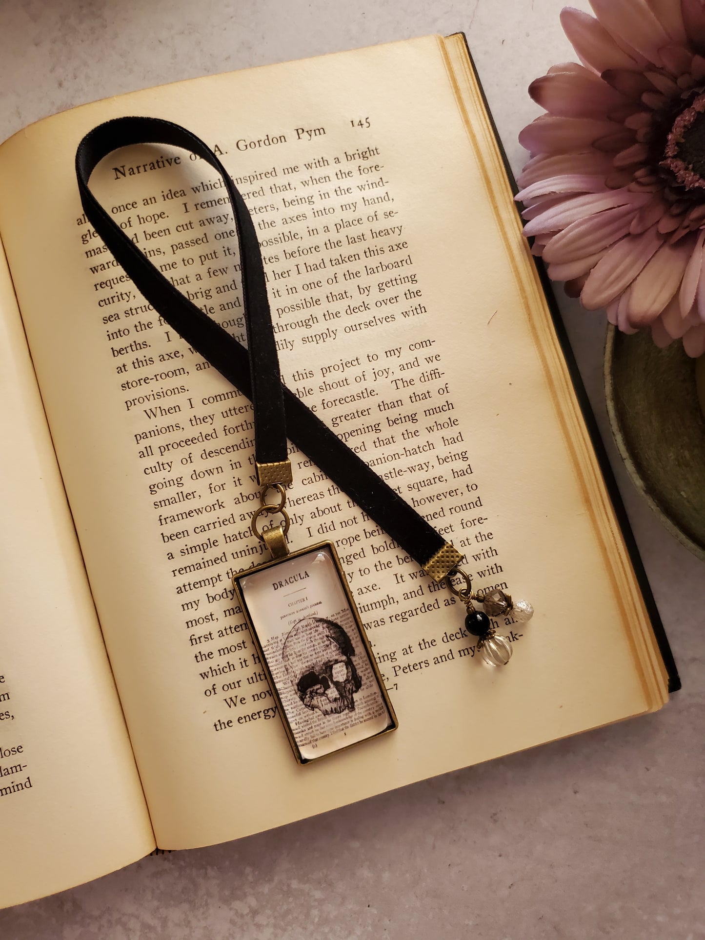 Dracula Skull Velvet Bookmark