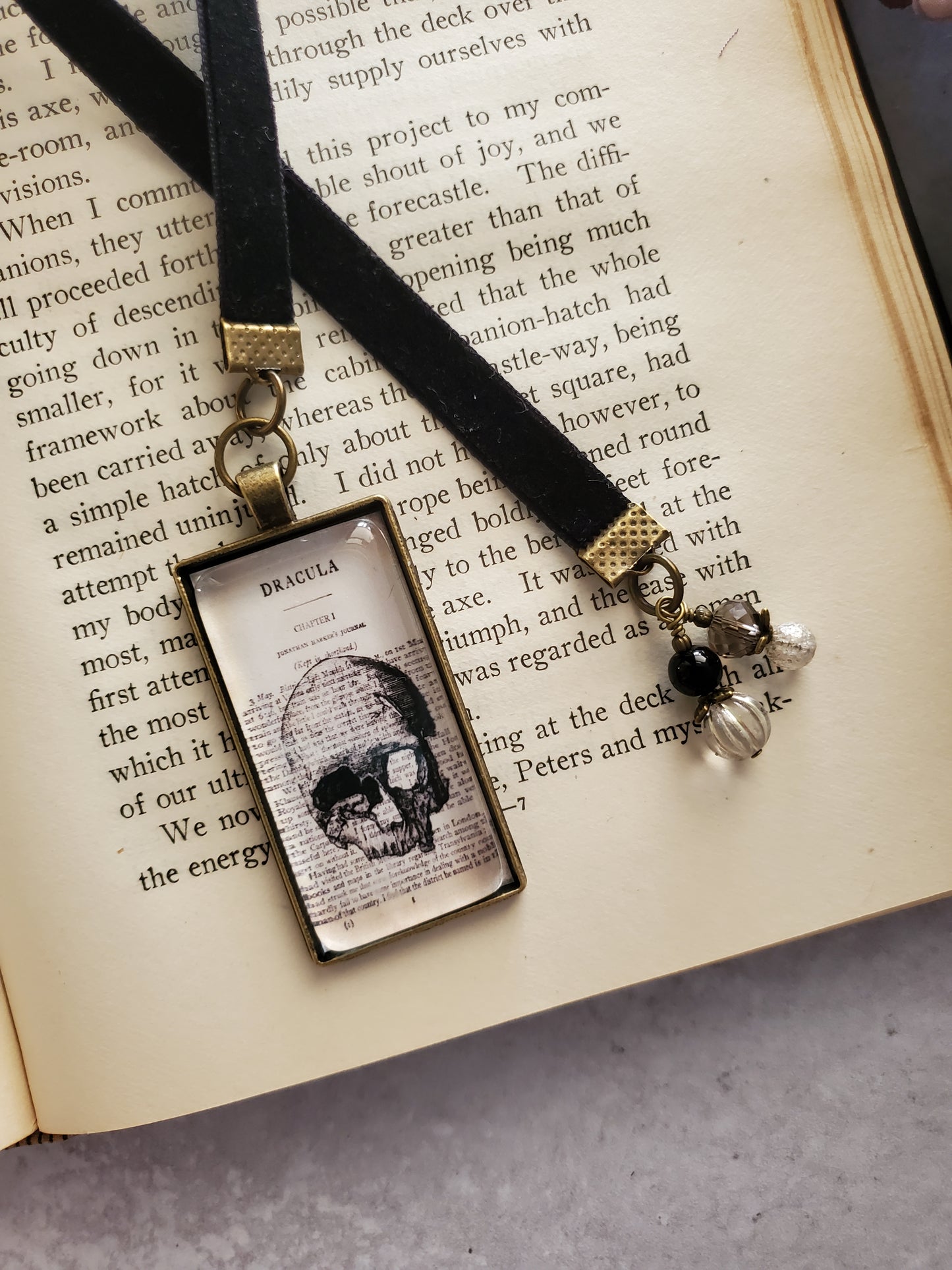 Dracula Skull Velvet Bookmark