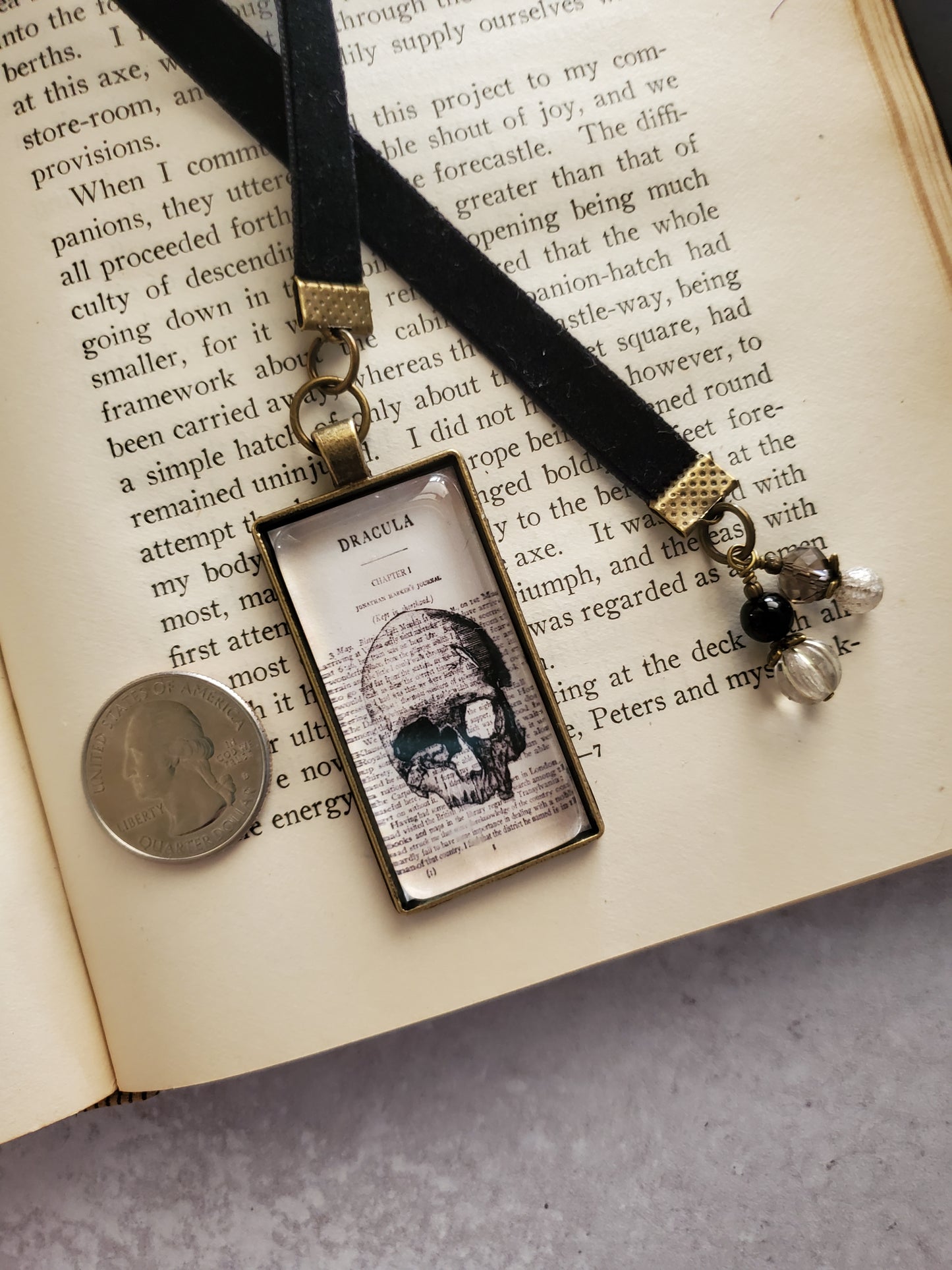 Dracula Skull Velvet Bookmark
