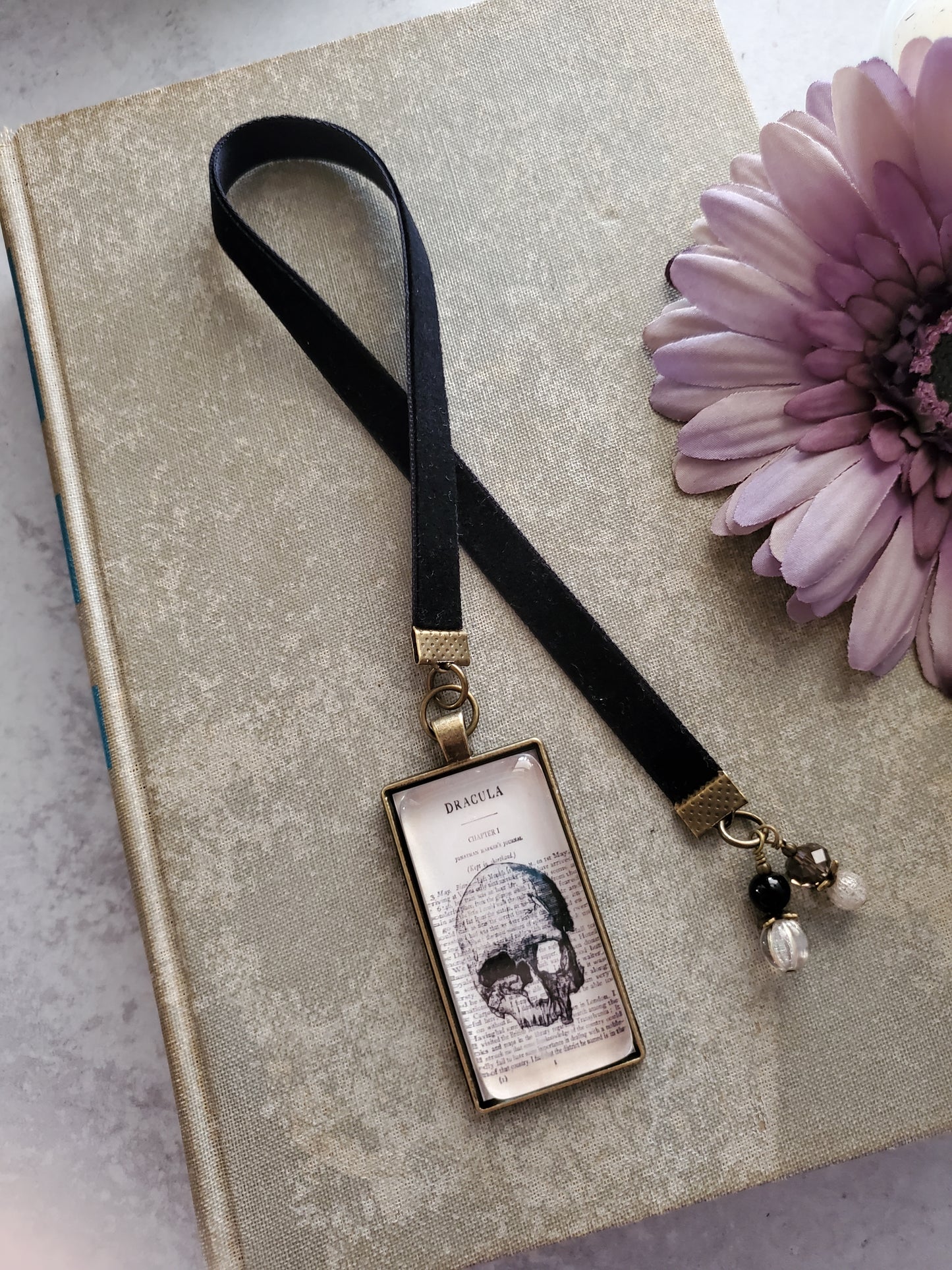 Dracula Skull Velvet Bookmark