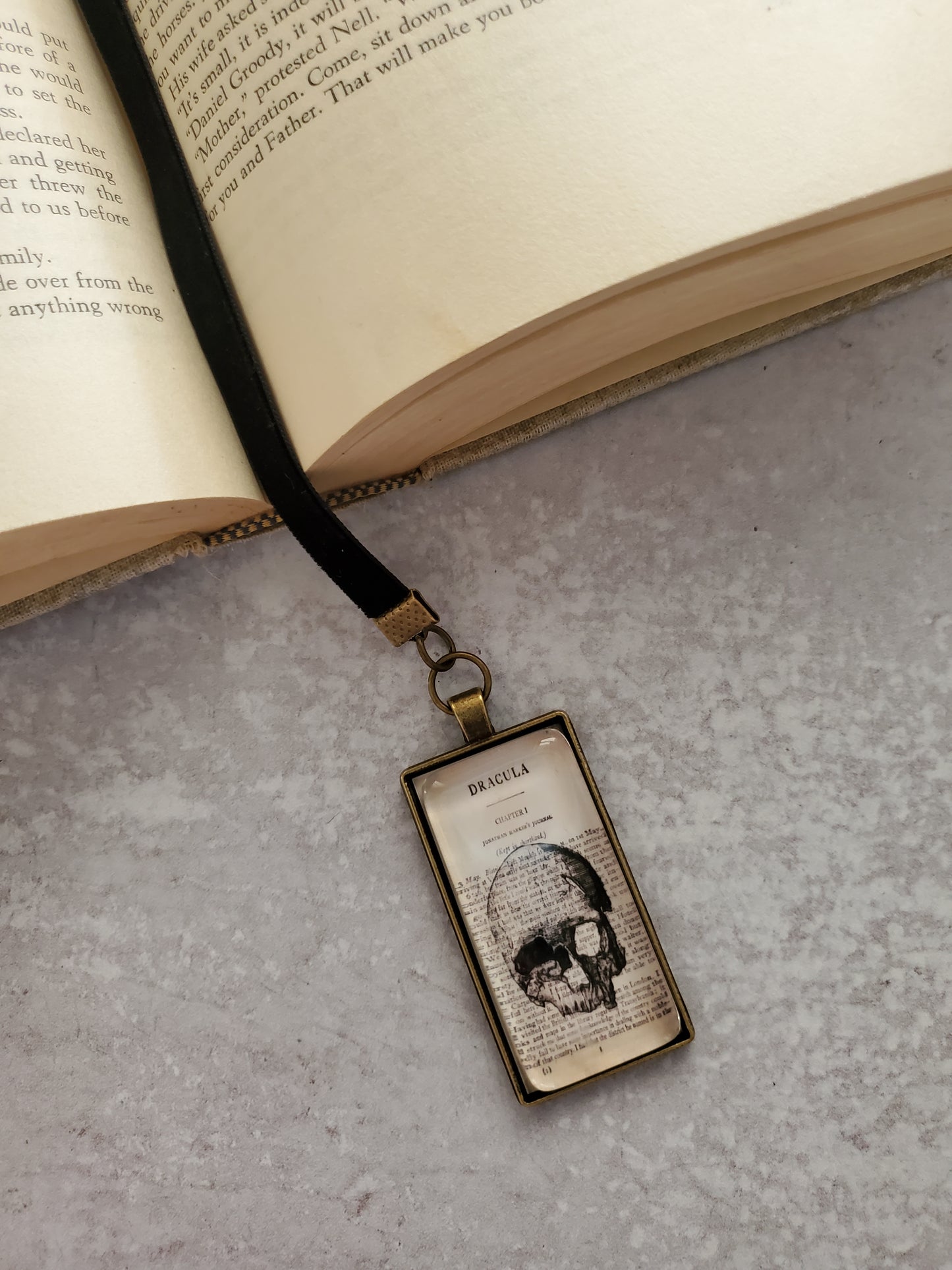 Dracula Skull Velvet Bookmark