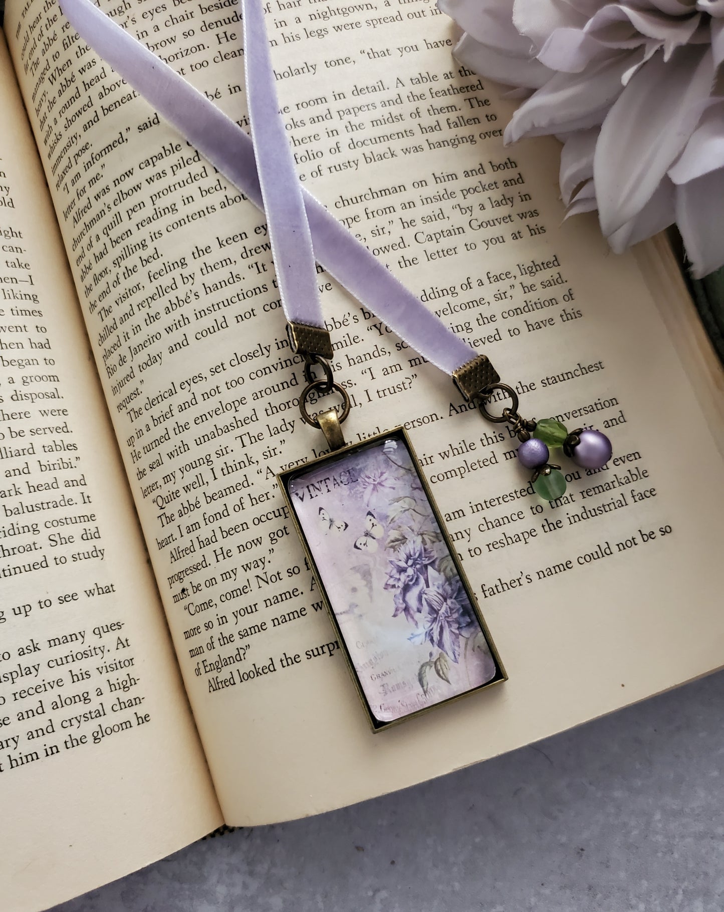 Vintage Style Lavender Floral Bookmark