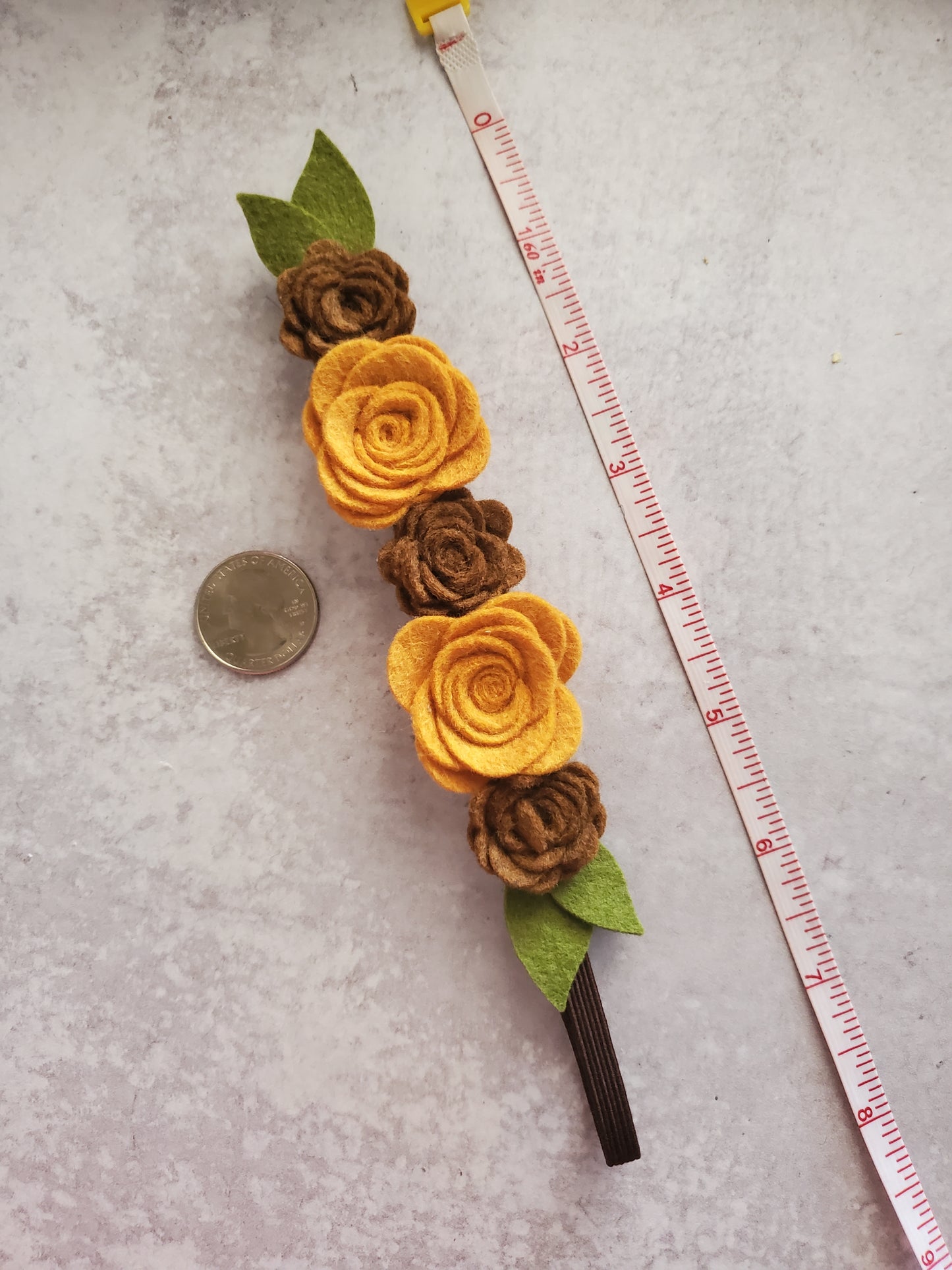 Gold and Brown Felt Flower Bookmark