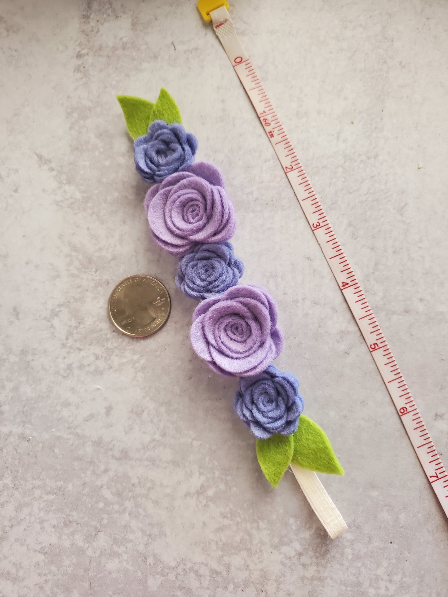 Lavender and Periwinkle Felt Flower Book Band Bookmark